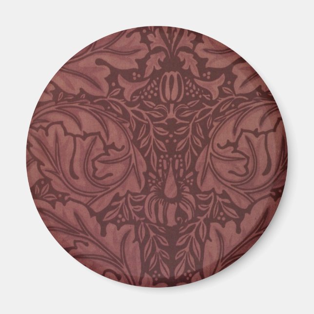 Mörk Red Acanthus Löv (av William Morris) Magnet (Framsidan)