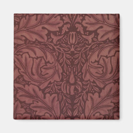 Mörk Red Acanthus Löv (av William Morris) Magnet