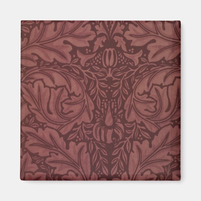Mörk Red Acanthus Löv (av William Morris) Magnet (Framsidan)