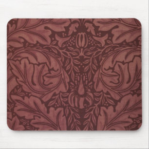 Mörk Red Acanthus Löv (av William Morris) Musmatta