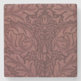 Mörk Red Acanthus Löv (av William Morris) Stenunderlägg