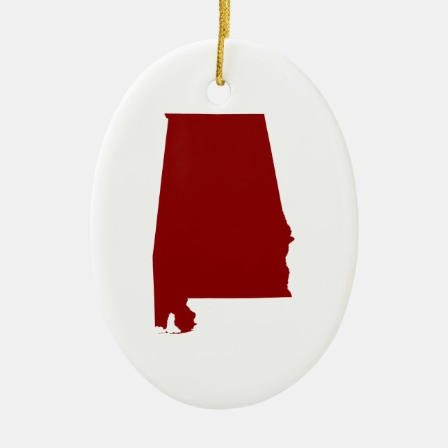 Mörk Red Alabama Shape Julgransprydnad Keramik (Framsidan)