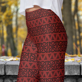 Mörk Red and Black Banbal Mönster Leggings