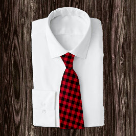 Mörk Red and Black Buffalo Play Tie, Rustic Slips