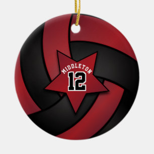 Mörk Red and Black Star Volleyball Julgransprydnad Keramik