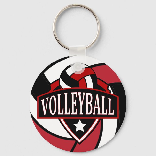 Mörk Red and Black Volleyball Logotyp Nyckelring (Framsida)