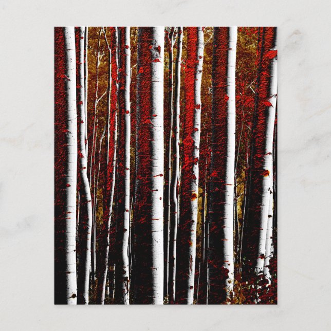 Mörk Red and Guld Birch Forest Scrapbook Papper (Framsida)