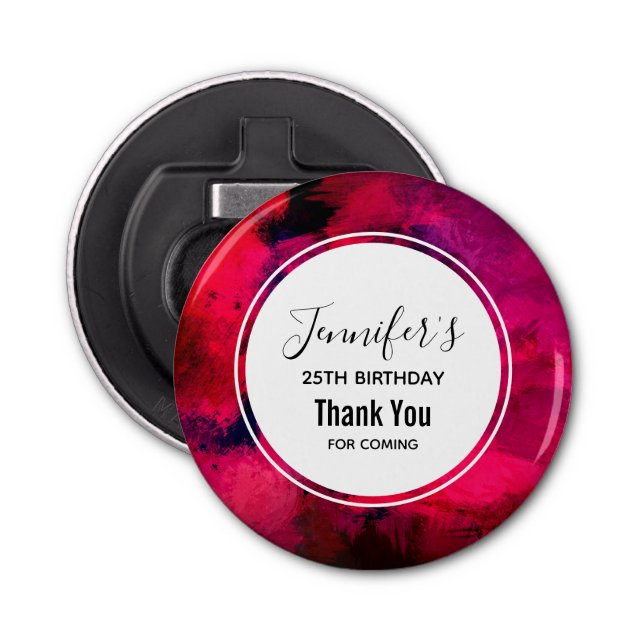 Mörk Red and Lila Modern Abstrakt Birday Flasköppnare (Framsidan)