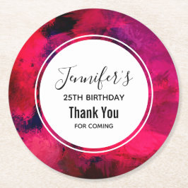 Mörk Red and Lila Modern Abstrakt Birday Underlägg Papper Rund