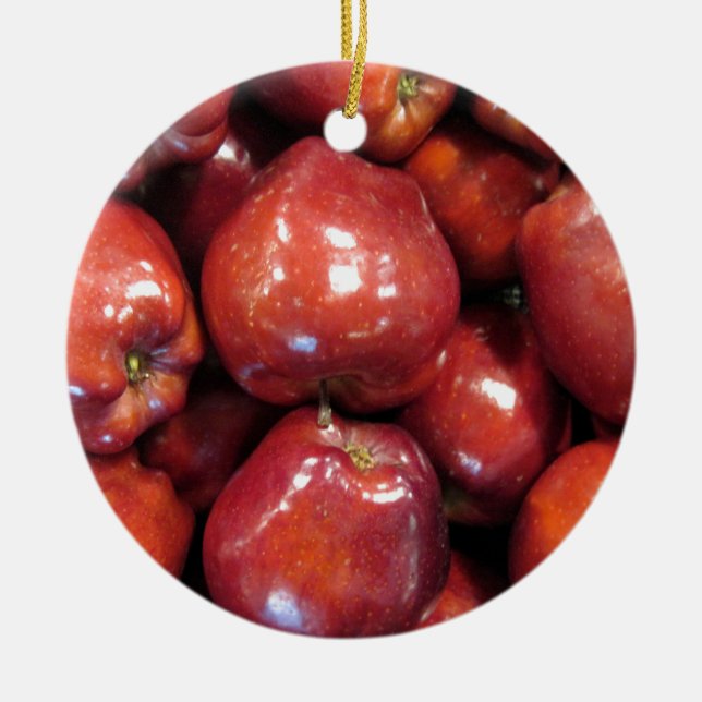 Mörk Red Apples Julgransprydnad Keramik (Framsidan)