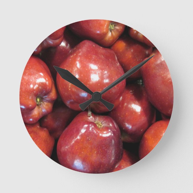 Mörk Red Apples Rund Klocka (Framsida)