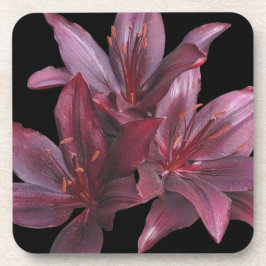 Mörk Red Asiatic Lilies på Black Blommigt Underlägg