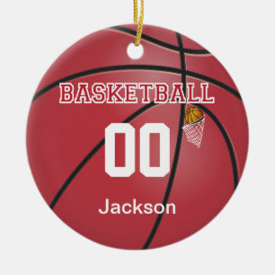 Mörk Red Basketball DIY Namn & Number Julgransprydnad Keramik