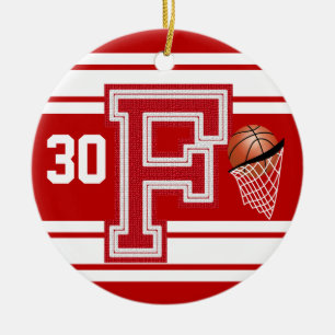 Mörk Red Basketball - School Brev - F Julgransprydnad Keramik