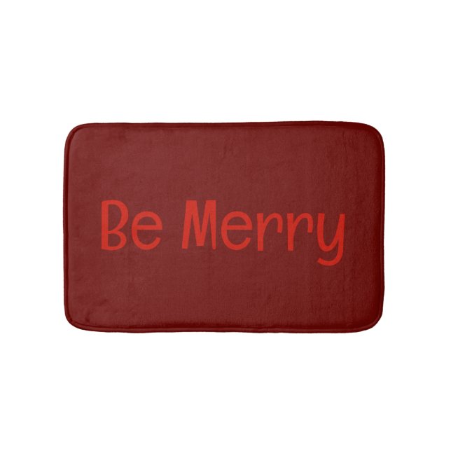 Mörk Red "Be Merry" Bath Mat med valfri text Badrumsmatta (Framsidan)
