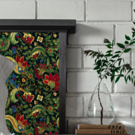 Mörk Red & Blåa blommor Chinoiserie Decoupage