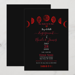 Mörk Red Black Måne Phases Gothic Förlovningsfest Inbjudningar