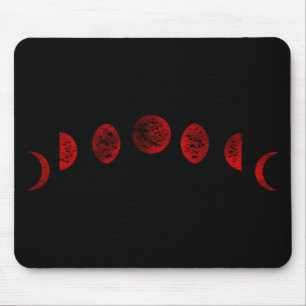 Mörk Red & Black Måne Phases Gothic Musmatta