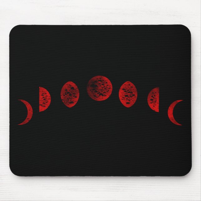 Mörk Red & Black Måne Phases Gothic Musmatta (Framsidan)