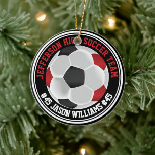 Mörk Red, Black & White ⚽ Julgransprydnad Keramik