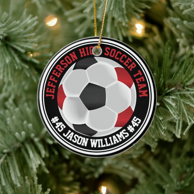 Mörk Red, Black & White ⚽ Julgransprydnad Keramik (Träd)