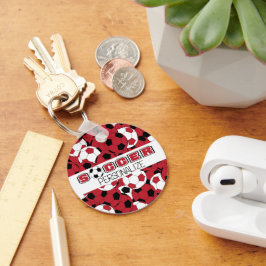 Mörk Red, Black & White Ocer Ball Nyckelring