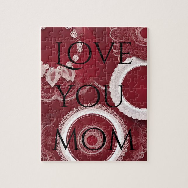 Mörk Red Blommigt AI art Pussel (Vertikal)