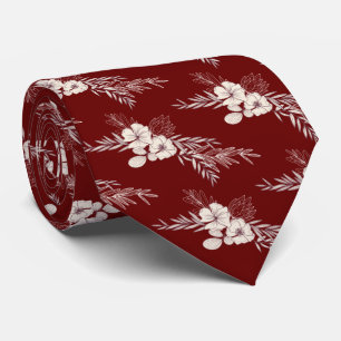 Mörk Red Blommigt Bröllop Neck Tie Slips