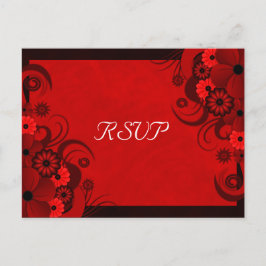 Mörk Red Blommigt Gothic Elegant OSA Response Card Inbjudan Vykort