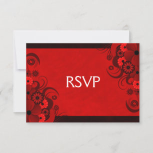 Mörk Red Blommigt Gothic Elegant OSA Response Card Kort