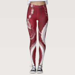 Mörk Red Blommigt Snöre AI art Leggings