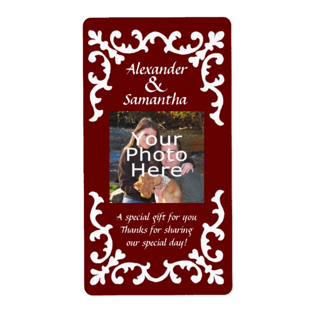 Mörk Red Bröllop Gift eller favoritetikett Fraktsedel (Framsidan)