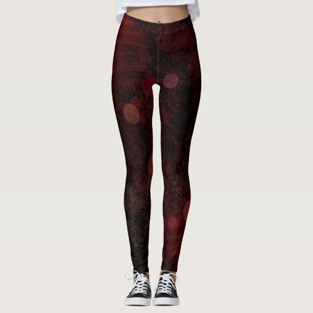 Mörk Red Bubbles Leggings (Framsida)