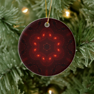 Mörk Red Burgundy Gothic Snöre Snowflake Julgransprydnad Keramik