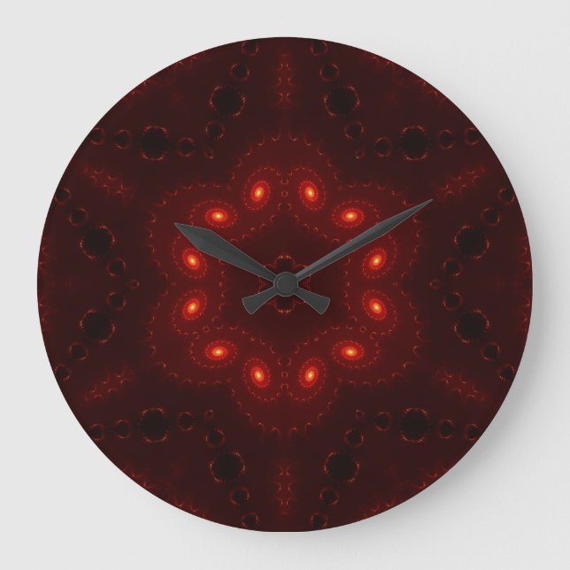 Mörk Red Burgundy Gothic Snöre Snowflake Stor Klocka (Framsida)