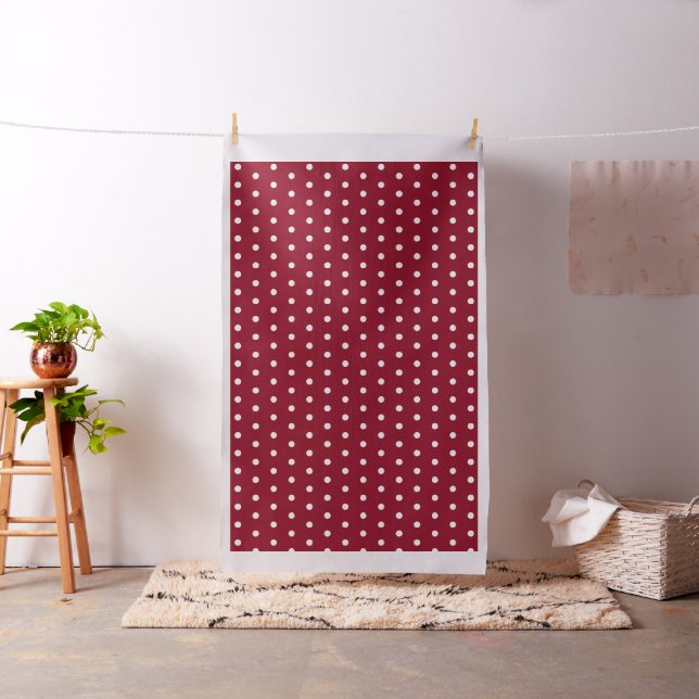 Mörk Red Burgundy med White Polka dots Tyg (In Situ)