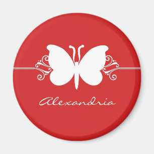 Mörk Red Butterfly Swirls Magnet