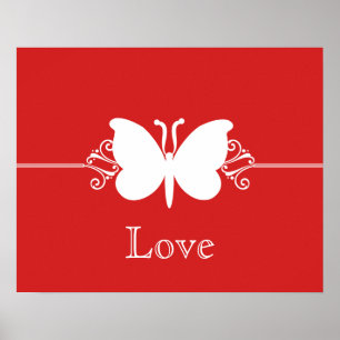 Mörk Red Butterfly Swirls Virtue Poster