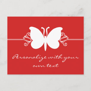 Mörk Red Butterfly Swirls vykort