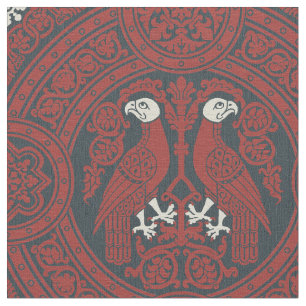 Mörk Red Byzantine Birds Tyg
