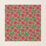 Mörk Red Camellias och Grönt Löv<br><div class="desc">Kvadratisk scarf i en digital bild av mörk läppstift med röda kamellior och grönt löv som överlappar varandra på en mörk som framträder mot gröntens bakgrund</div>