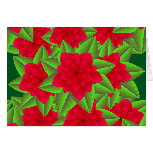 Mörk Red Camellias och Grönt Löv OBS Kort (Framsidan Horizontal)
