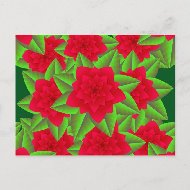 Mörk Red Camellias och Grönt Löv Vykort (Framsida)