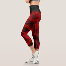 Mörk Red Camouflage Capri Leggings