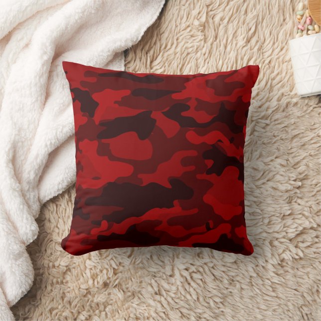 Mörk Red Camouflage Kudde (Filt)