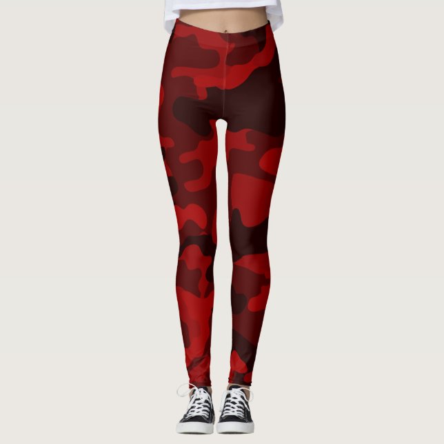 Mörk Red Camouflage Leggings (Framsida)