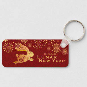 Mörk Red Celebrate Lunar nyår 2023 Guld Nyckelring
