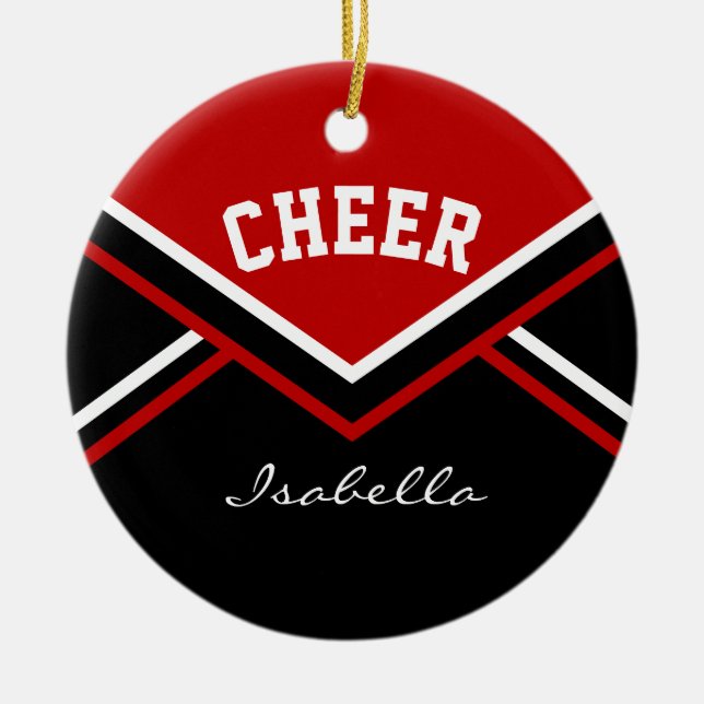 Mörk Red Cheer för en Cheermanager 📣 💖 Julgransprydnad Keramik (Framsidan)