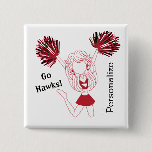 Mörk Red Cheerleader Girl DIG Text Knapp