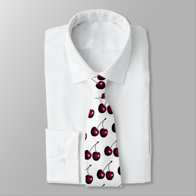 Mörk Red Cherry Neck Tie - Anpassningsbar Färg Slips (Bunden)